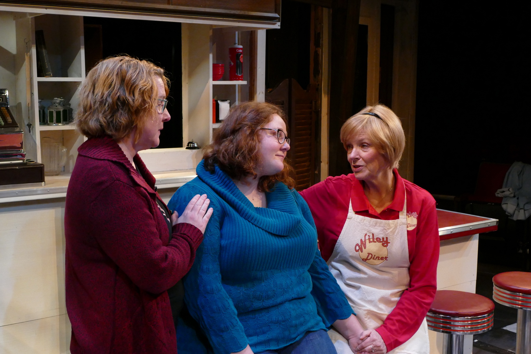 Lisa L Wiley as Kate Myers, Michelle Deyarmin as Lily Flores and Anne McEvoy as Sheila Banks