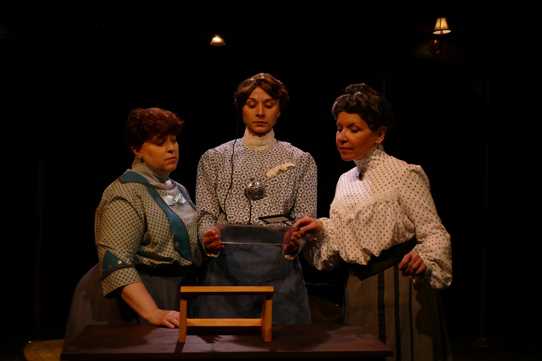 Molly Clay as Williamina Fleming, Brittany Gaul as Henrietta Leavitt, Pam Matthews as Annie Cannon