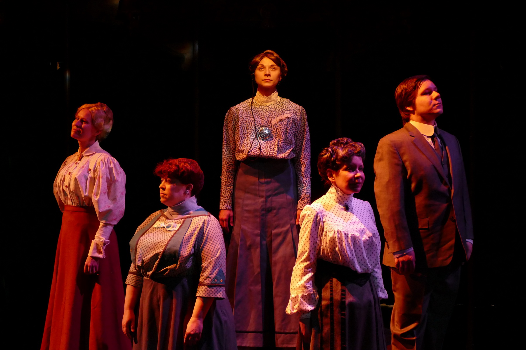 Jill Kenderes as Margaret Leavitt, Molly Clay as Williamina Fleming, Brittany Gaul as Henrietta Leavitt, Pam Matthews as Annie Cannon and Andrew Keller as Peter Shaw